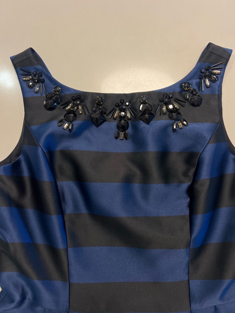 ELIZA J Iridescent Formal Blue Stripe Dress  Wedding Guest Embellished 📐8 - Picture 4 of 12